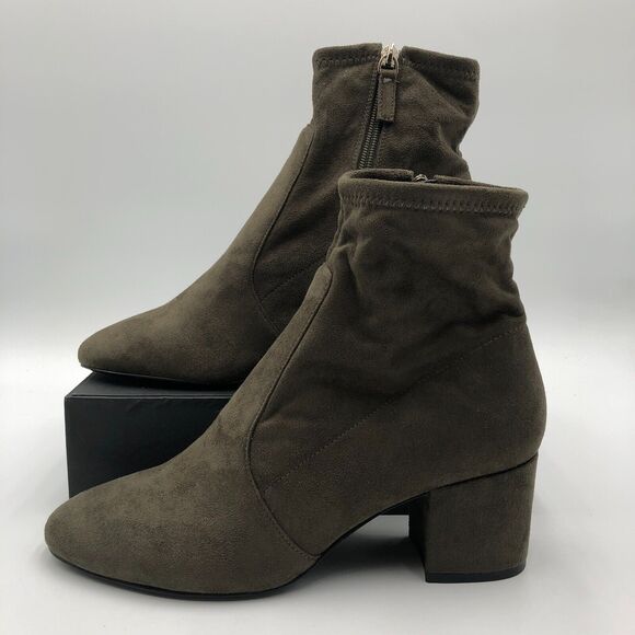 Aldo Ankle Booties‎ Women's Size 8 Green Suede Almond Toe Block Heel Side Zip - Picture 3 of 16